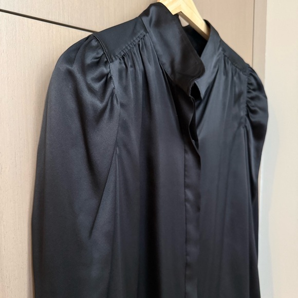FRAME Gillian Long Sleeve Black Silk Top, M - Picture 7 of 13